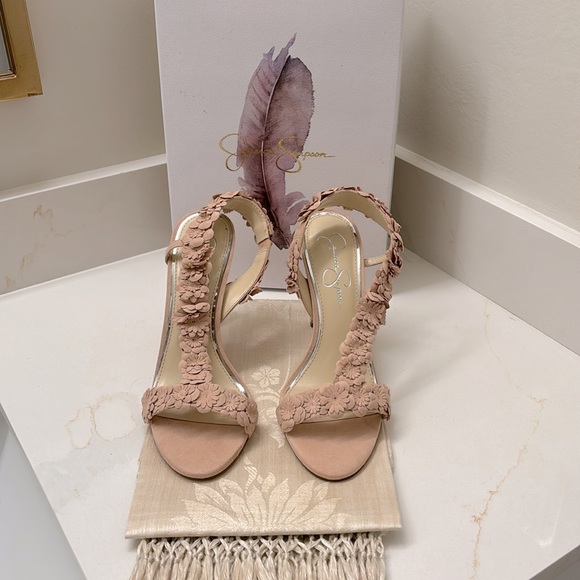 Jessica Simpson Shoes - Jessica Simpson, Jessin slingback high heels sandals, size 8.5 blush microsuede.